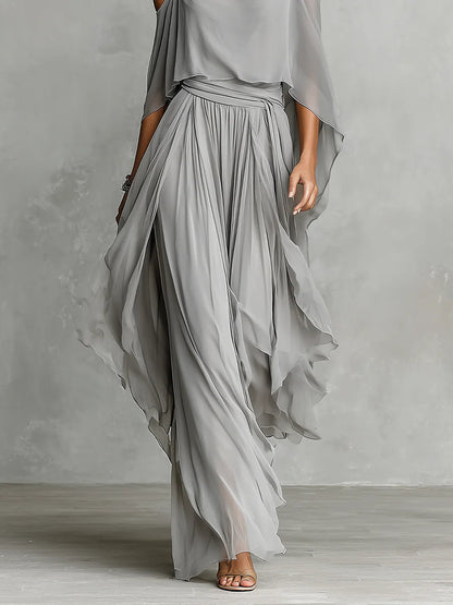 Perla | Conjunto Top Gris Sin Tirantes y Pantalón