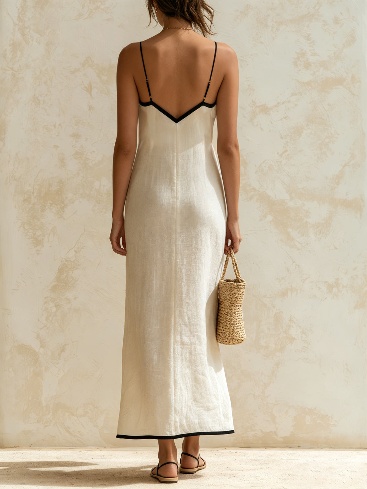 Valeria | Vestido Largo Estilo Slip con Ribete Zigzag