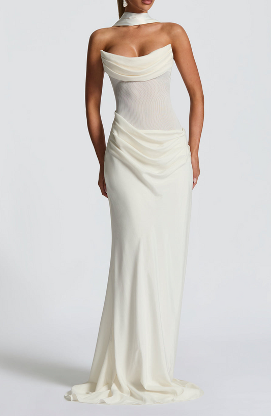 Vestido Sculpt con Cuello Foulard y Espalda Infinit