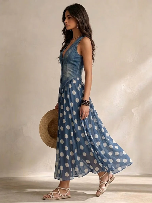 Brenda | Vestido vaquero con falda de gasa - Bianca Sarto