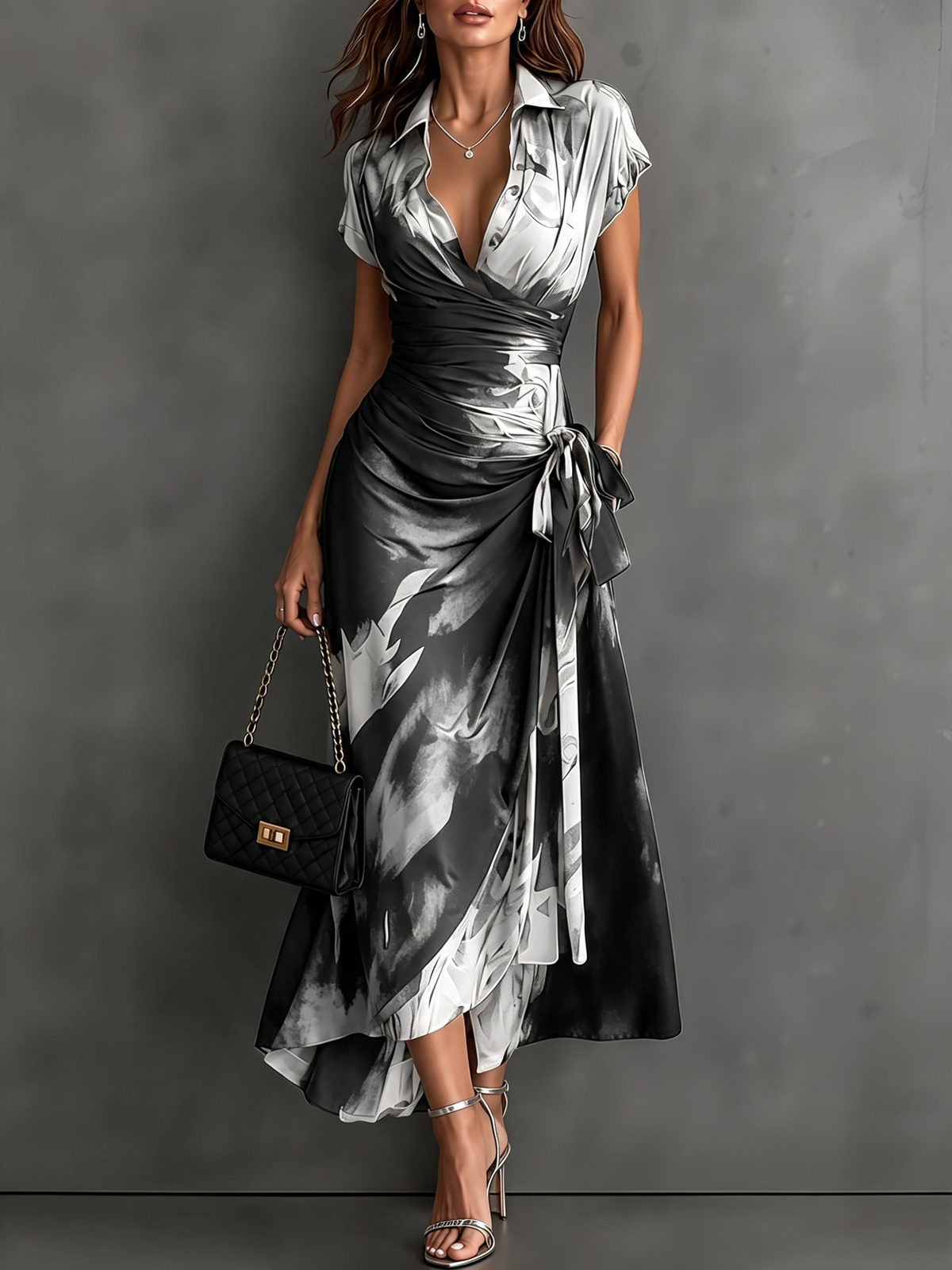Ela - vestido midi cruzado, color blanco