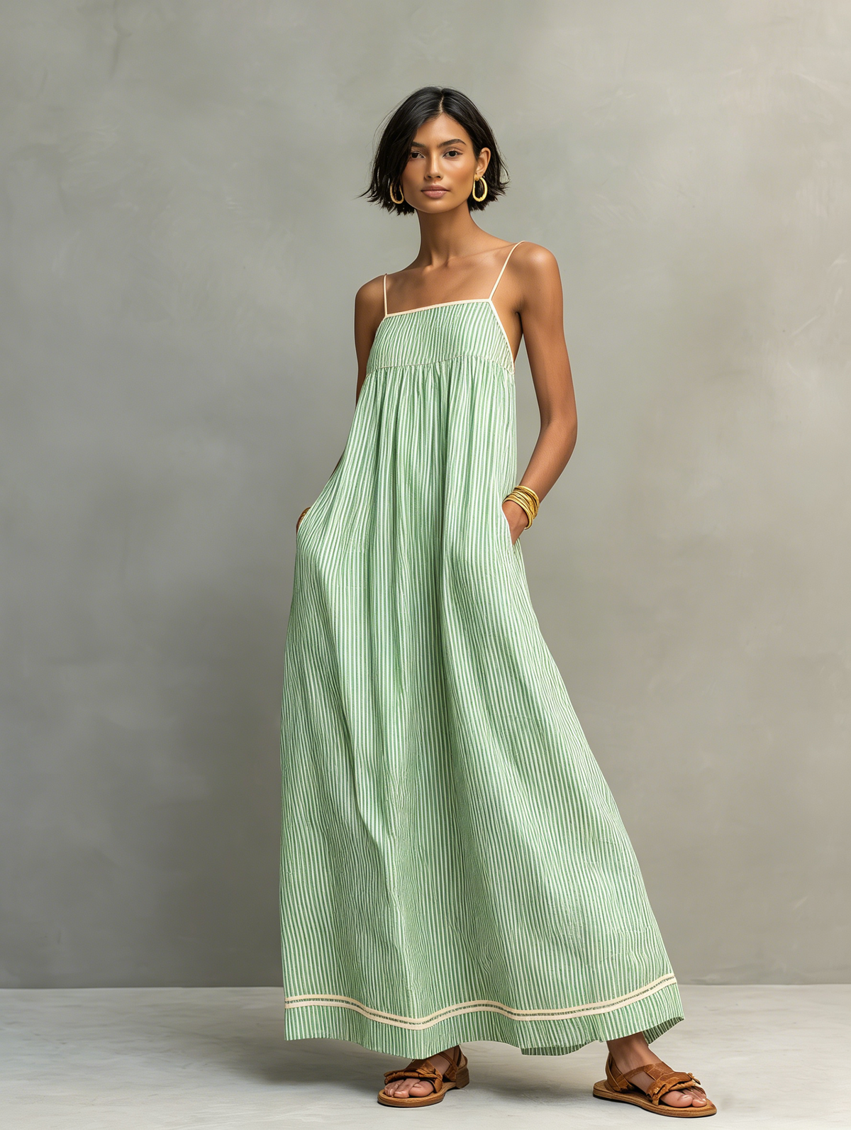 Ari | Vestido Azul con Tirantes Finos y Bolsillos