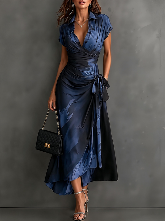 Ela - vestido midi cruzado, color azul