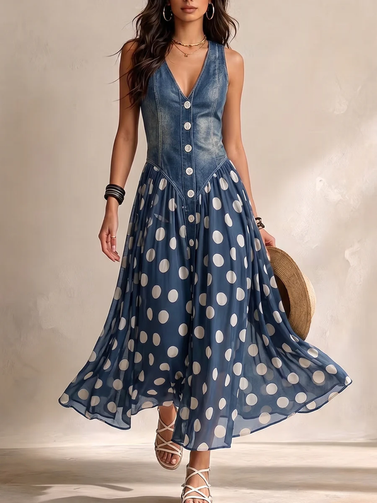 Brenda | Vestido vaquero con falda de gasa - Bianca Sarto