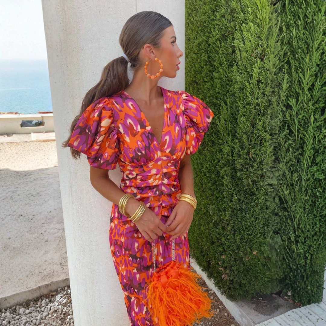 Ainhoa vestido estampado escote en V - Bianca Sarto