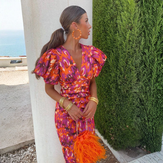 Ainhoa vestido estampado escote en V - Bianca Sarto