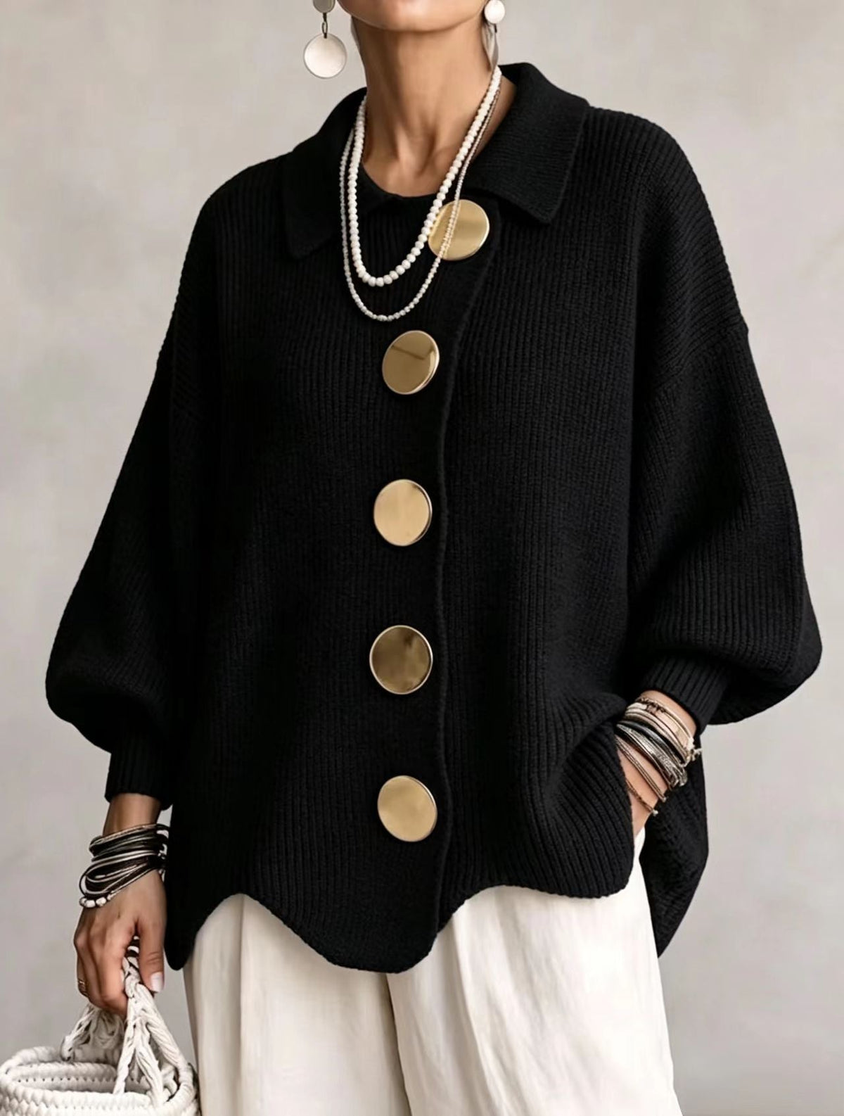 Dora cárdigan oversize - Negro