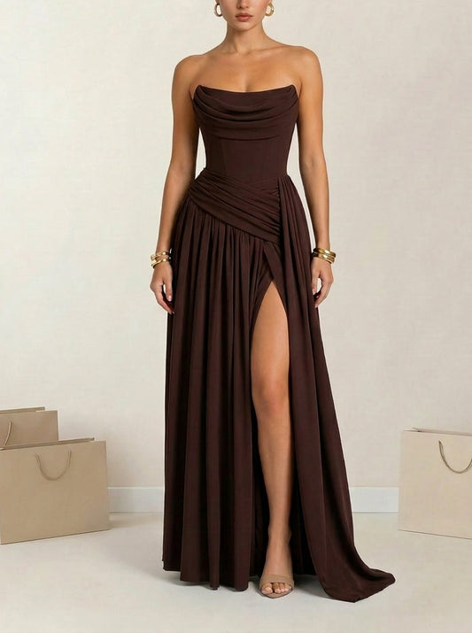 Vestido de Gala Plisado Atenas con Espalda Infinita