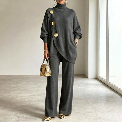 Noa | Conjunto de punto: jersey cuello alto y pantalón ancho