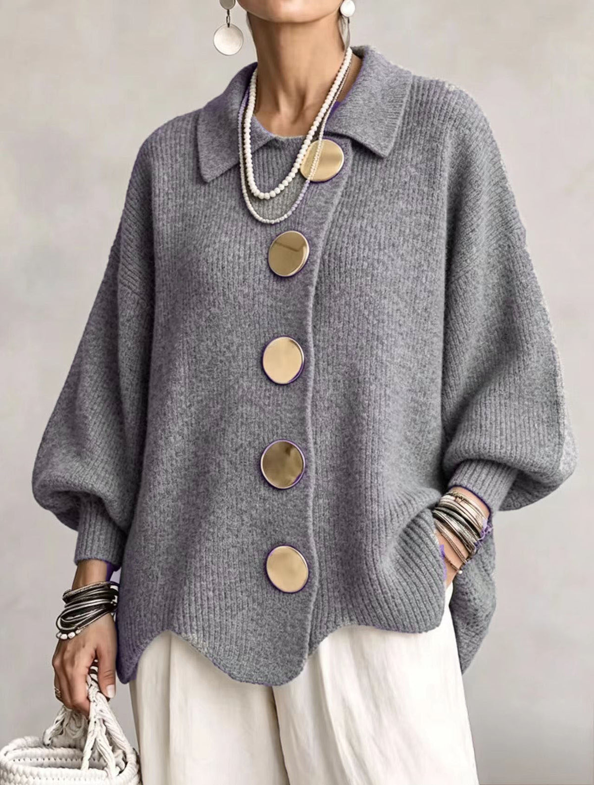 Dora cárdigan oversize - Gris