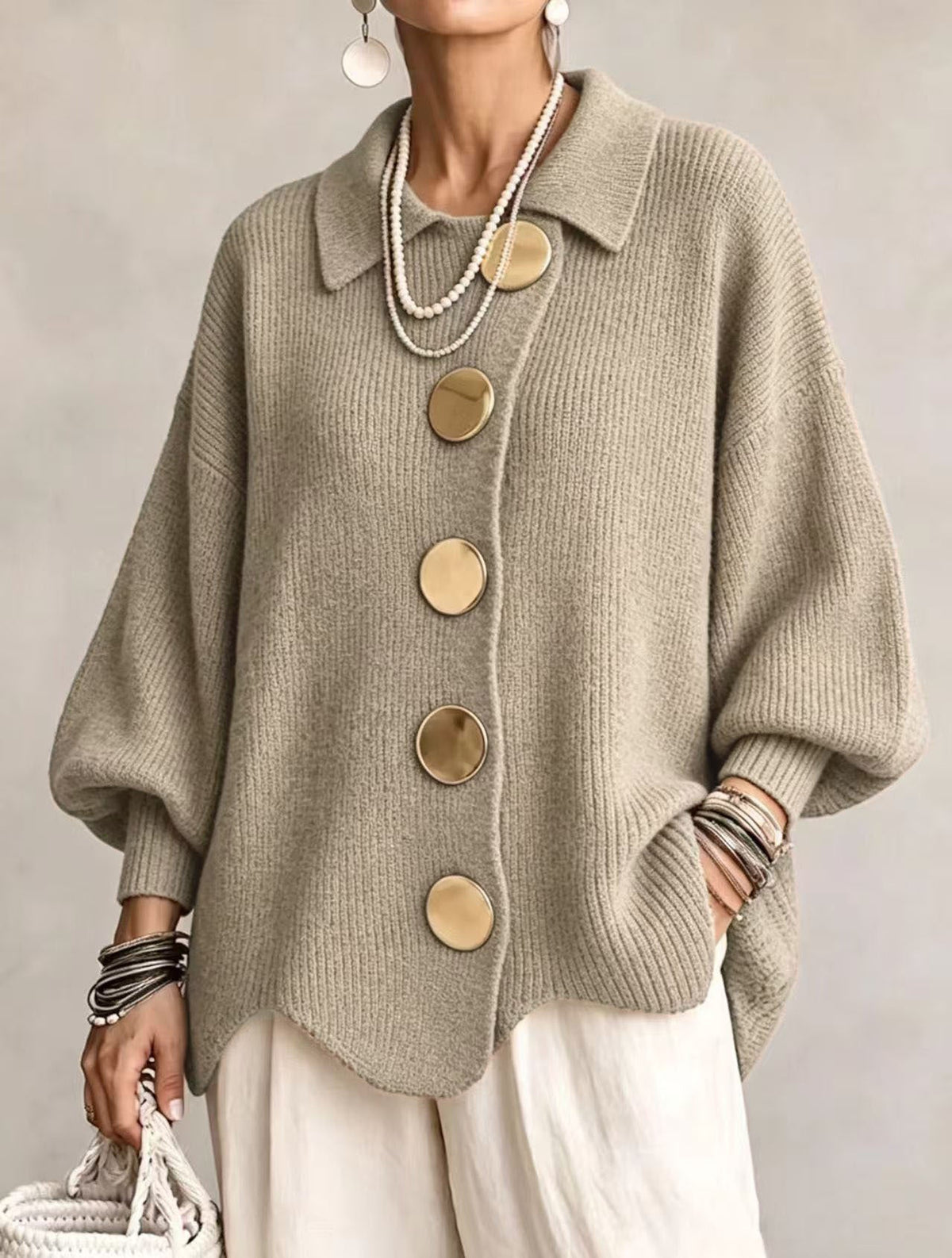 Dora cárdigan oversize - Caqui