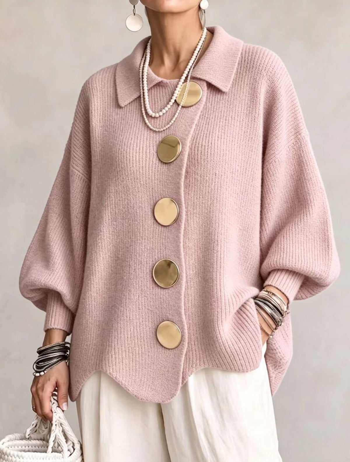Dora cárdigan oversize - Rosa