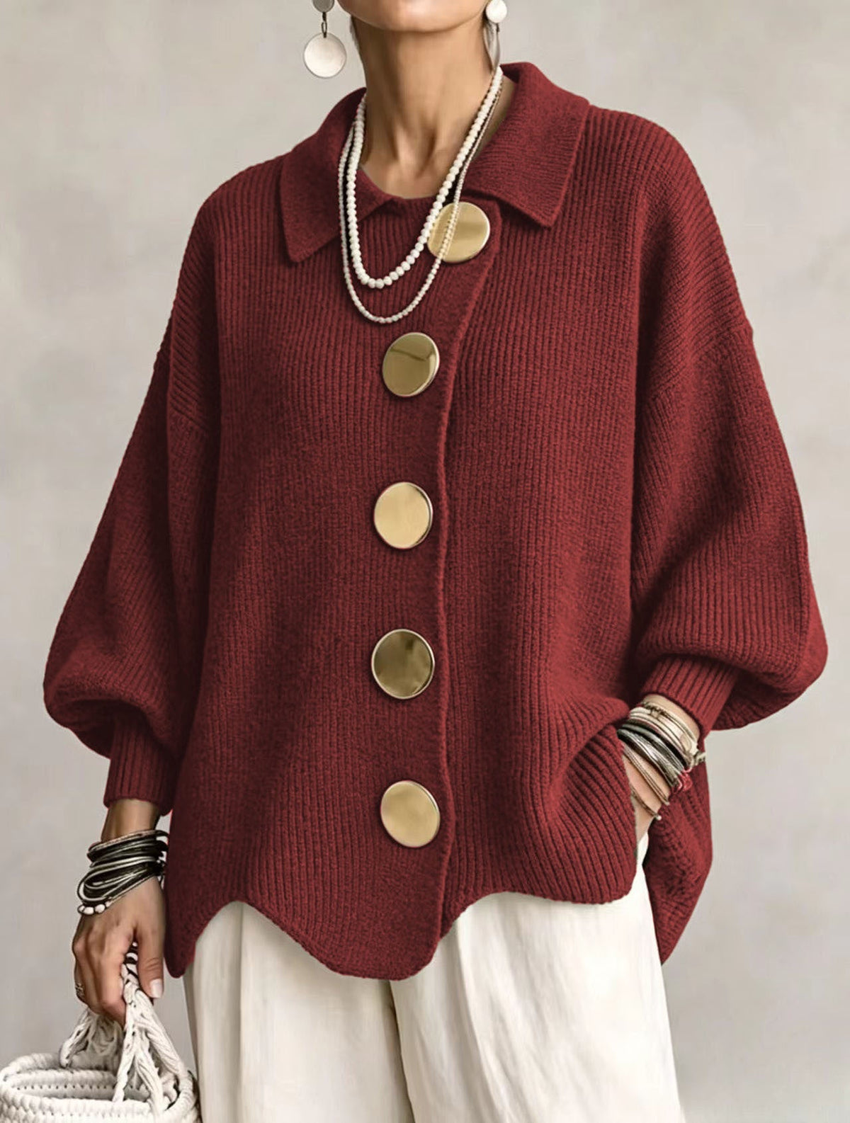 Dora cárdigan oversize - Rojo