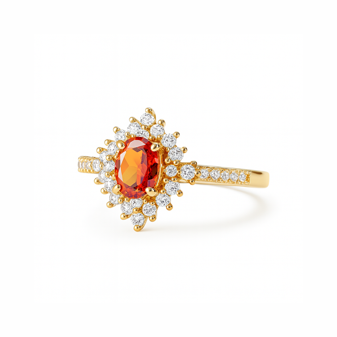 Vega – Anillo rubí halo