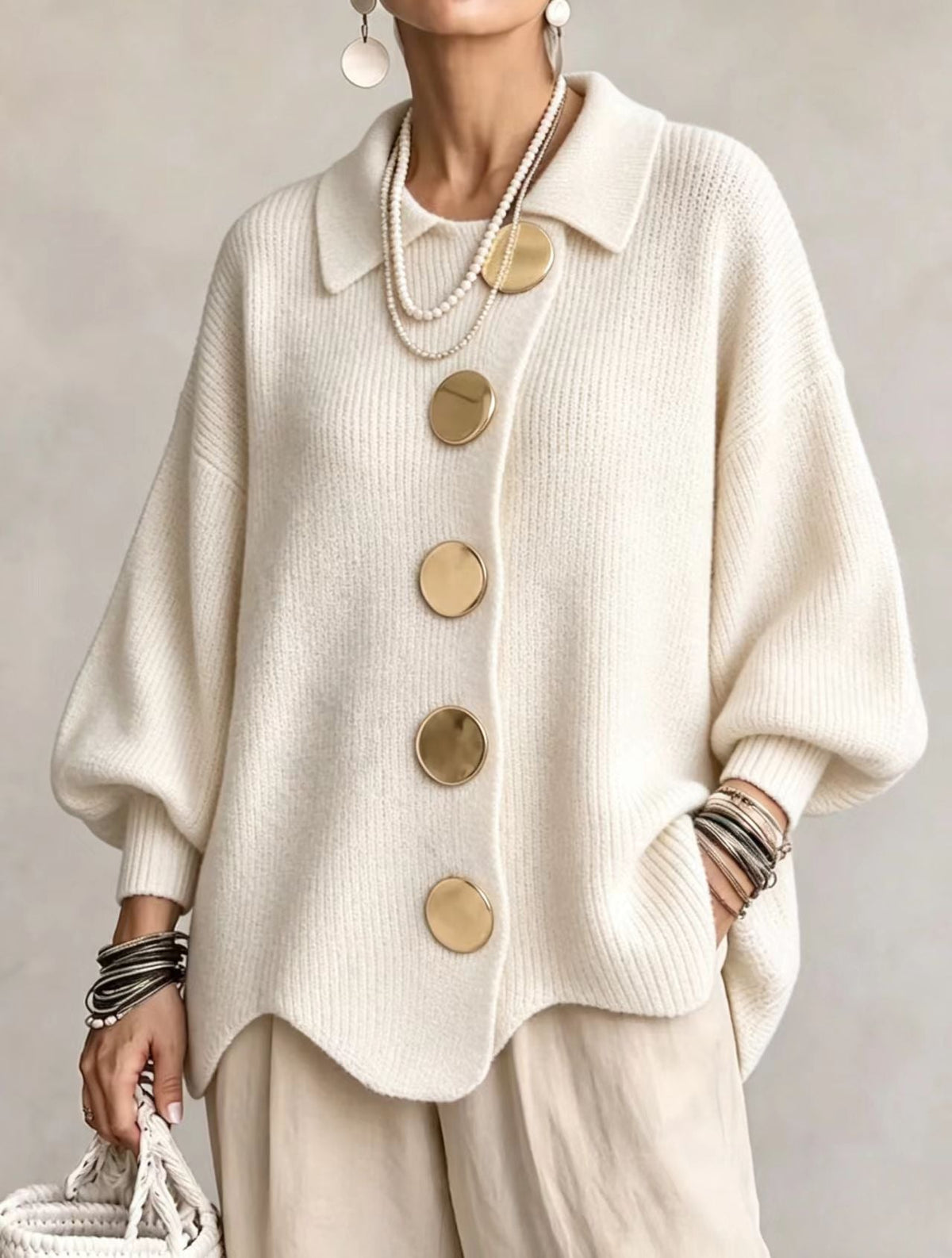 Dora cárdigan oversize - Blanco