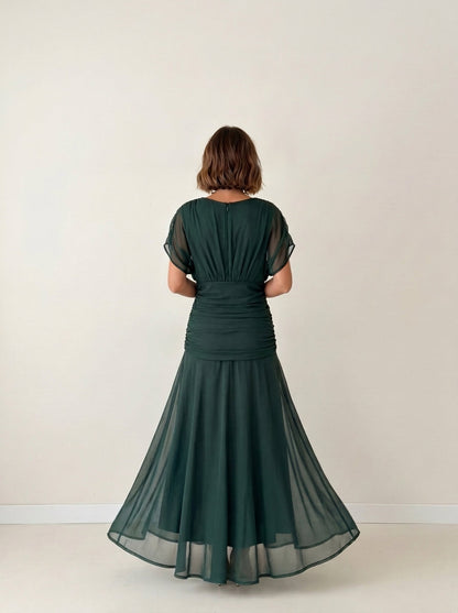 Vestido largo drapeado estilizador
