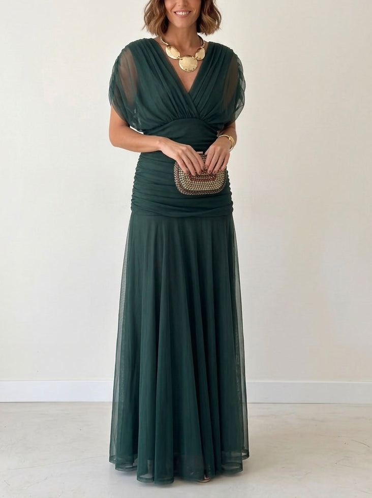 Vestido largo drapeado estilizador