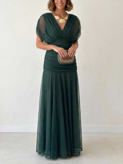 Vestido largo drapeado estilizador