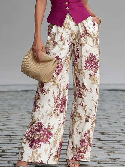 Rosario | Conjunto Chaleco Rosa y Pantalón Floral