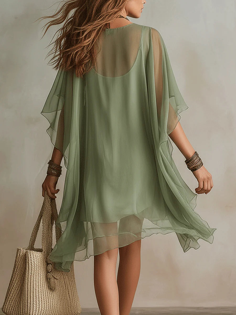 Eloísa | Vestido Mini Verde Fluido