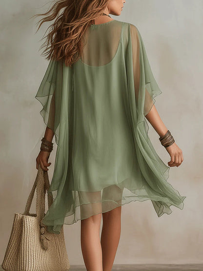 Eloísa | Vestido Mini Verde Fluido