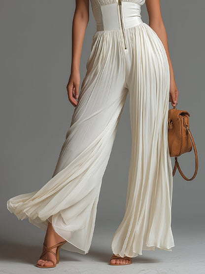 Soledad | Mono Blanco Fluido Pantalón Ancho