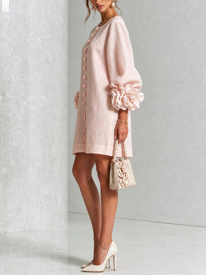 Élodie Vestido Floral Abotonado - Rosa
