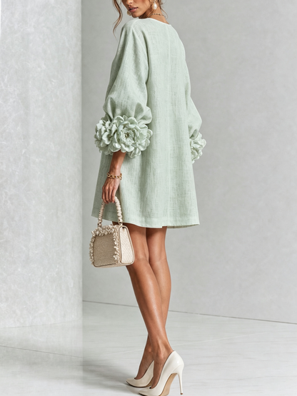 Élodie Vestido Floral Abotonado - Verde salvia