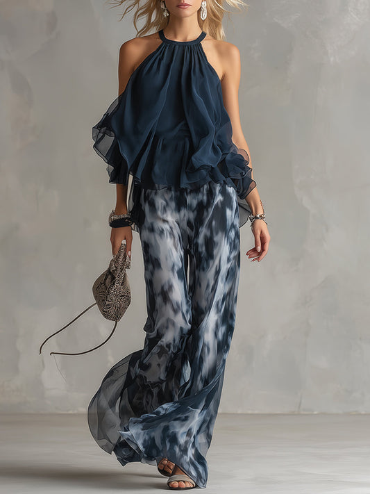 Elise conjunto top fluido pantalon ancho - Bianca Sarto
