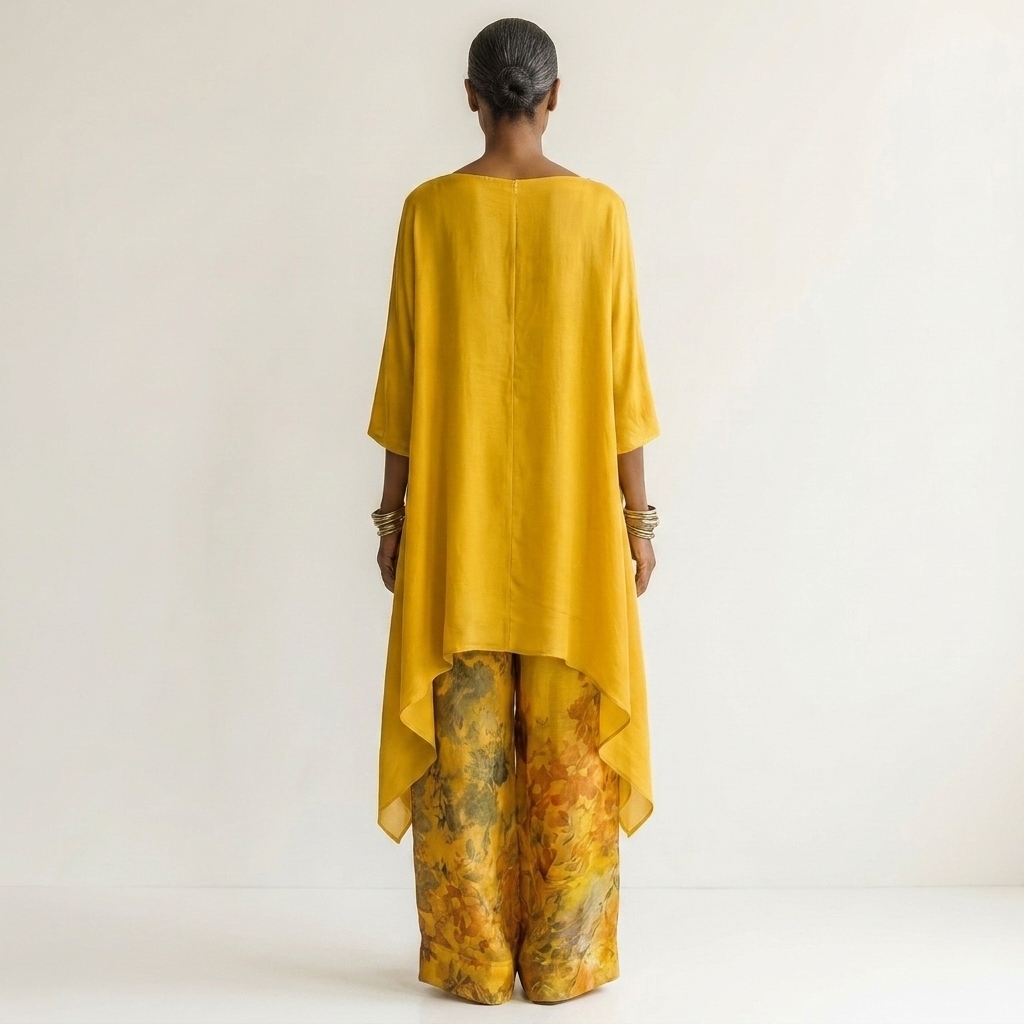 Cariola - conjunto de dos piezas, color amarillo, vista de espalda
