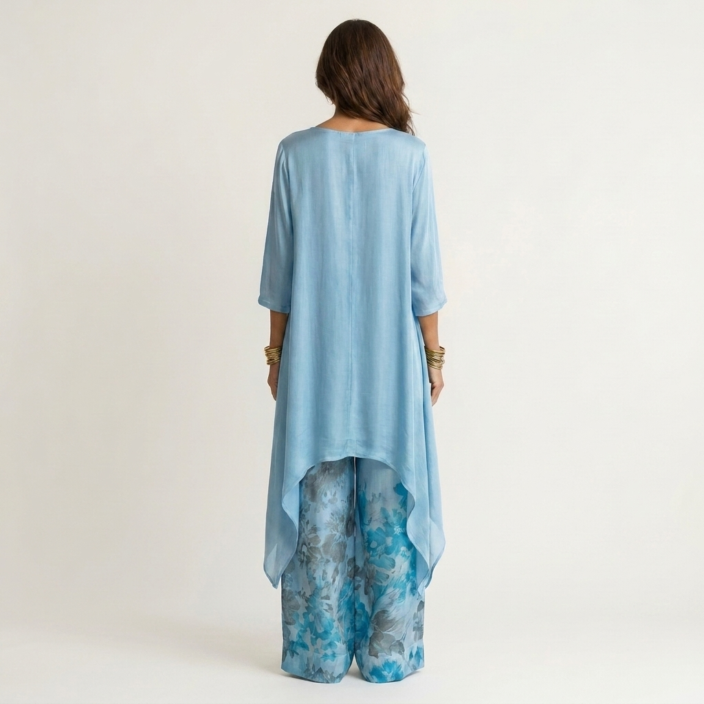Cariola - conjunto de dos piezas, color azul, vista de espalda