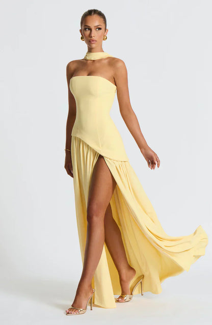 Vestido de Gala Plisado Atenas con Espalda Infinita