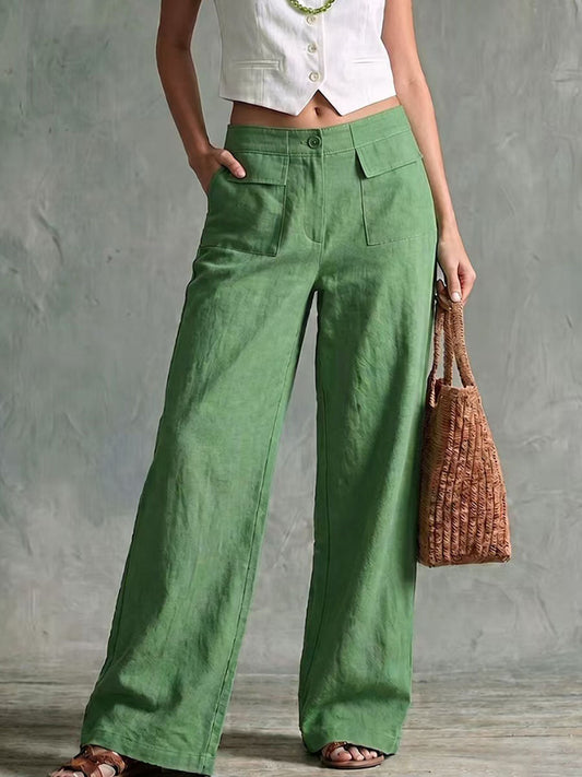 Pantalón de pierna ancha, color verde