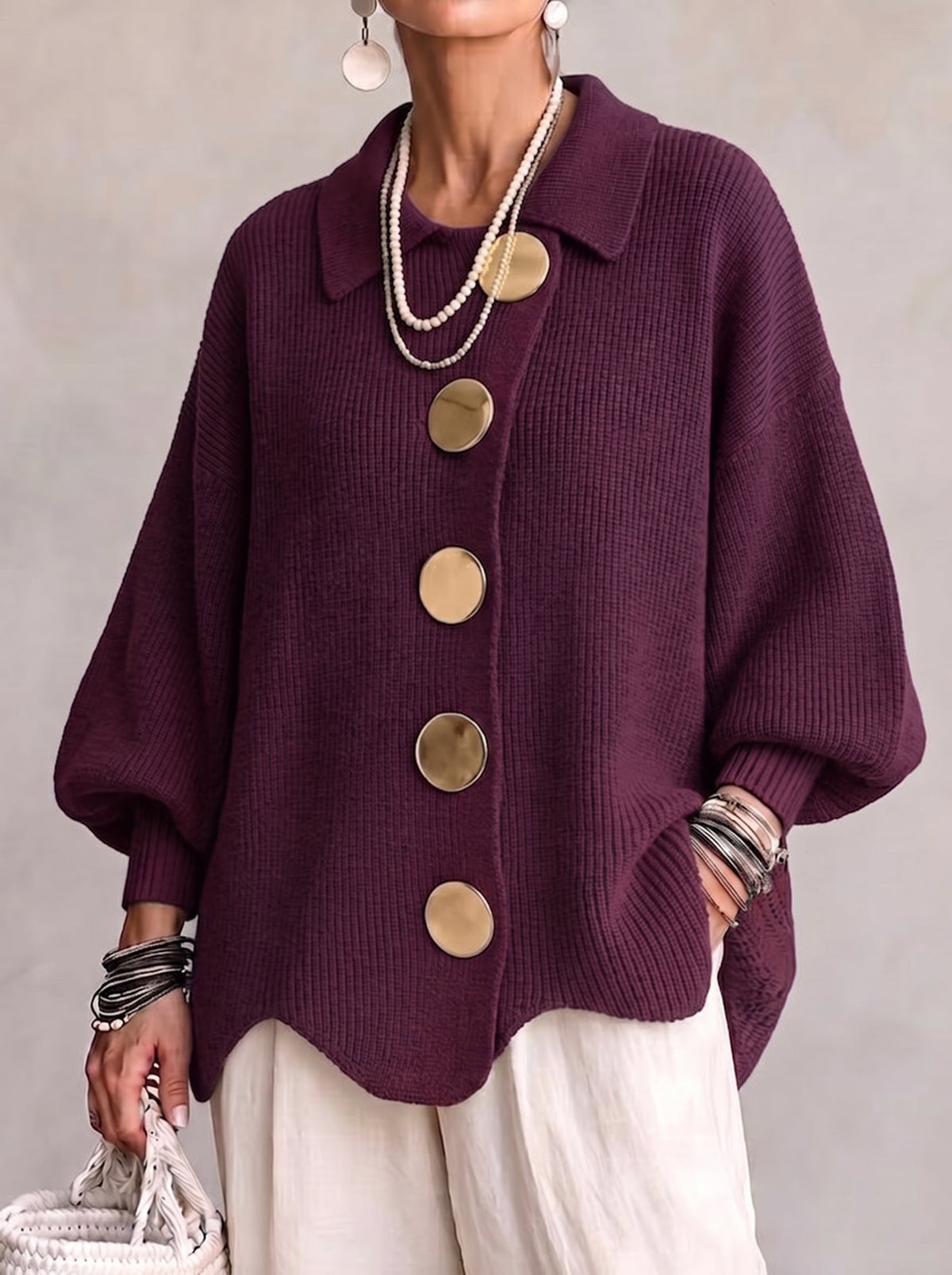 Dora cárdigan oversize - Vino