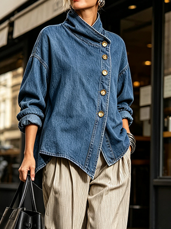 Camisa vaquera oversize asimétrica - vista adicional