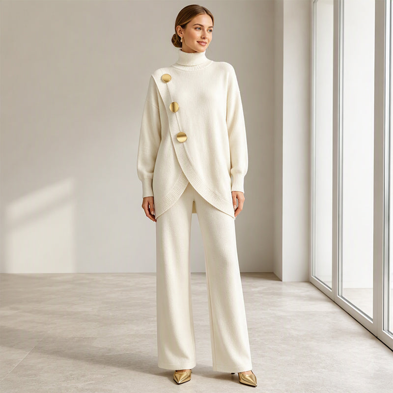 Noa - Conjunto jersey cuello alto y pantalón ancho