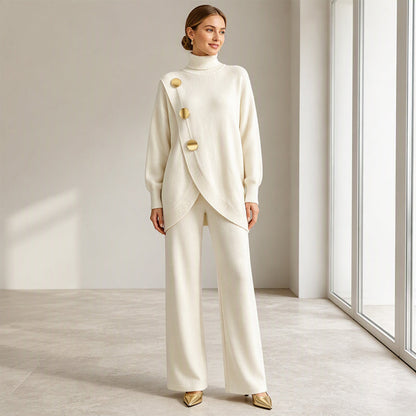 Noa - Conjunto jersey cuello alto y pantalón ancho