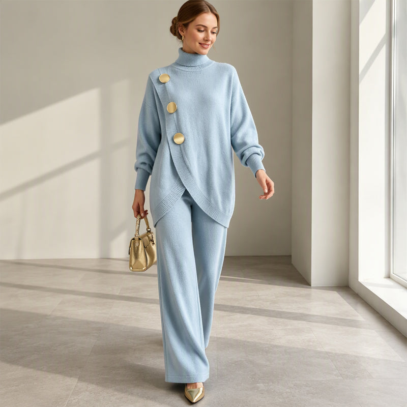 Noa - Conjunto jersey cuello alto y pantalón ancho