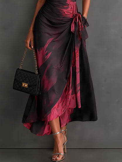 Rosana | Vestido Midi Cruzado con Estampado Abstracto